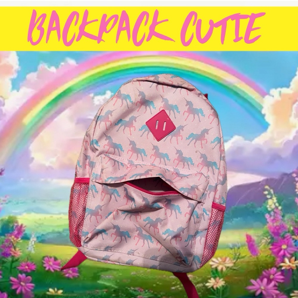 PROTEGE Backpack for her! Pink and purple  Unicorns🦄 🌈zippers and compartments
